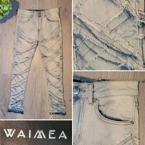 Waimea Stacked Fit Distressed Blue Light Wash Skinny Jeans, Boy's 8